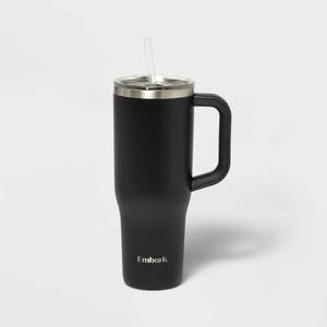 lot 3152 image: 40oz Stainless Steel Tumbler with Straw Black - Embark