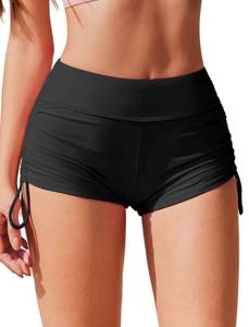 lot 3197 image: AIMAGE Womens 3 Swim Board Shorts High Waisted Bathing Suit Bottoms Boy Shorts Black,X-Small