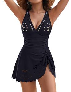 lot 3204 image: Blooming Jelly Womens Tummy Control One Piece Swimsuit Bathing Suits V Neck Swimdress Modest Swim Suits 2026 XL, Black