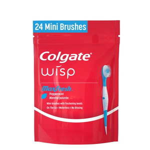 lot 3219 image: Colgate Max Fresh Wisp Disposable Travel Toothbrushes  Mini Toothbrush  Peppermint  24 Count
