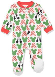 lot 3228 image: Amazon Essentials Disney  Marvel Baby Boys Snug-Fit Cotton Pajama Sleepwear Sets, Mickey Holiday - Sleep & Play, 6-9 Months
