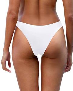 lot 3283 image: Aqua Eve Women Cheeky Bikini Bottom Brazilian High Cut Swim Bottom Low Rise Bathing Suit Bottom White S