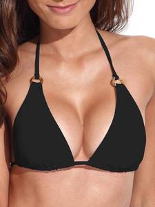 lot 3296 image: RELLECIGA Womens Black(Ring Style) Basics Triangle Bikini Top with Rings Size XXX-Large