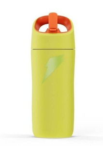 lot 2616 image: Gatorade 12oz Stainless Steel Water Bottle - Yellow Portable Drinkware, Plastic Lid