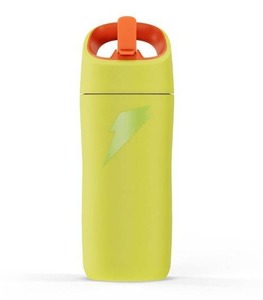 lot 2638 image: Gatorade 12oz Stainless Steel Water Bottle - Yellow Portable Drinkware, Plastic Lid