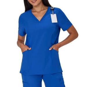lot 2653 image: Hanes Womens Scrubs Healthcare Top, Moisture-Wicking Stretch Scrub Shirts, Ribbed Side Panels 3XL