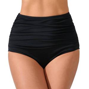 lot 2660 image: JOYBIK Womens High Waisted Full Ruched Bikini Swim Bottoms Tummy Control Full Coverage Swimsuit Bottoms Black M