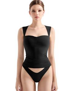 lot 2704 image: SUUKSESS Women Sweetheart V Neck Double Lined Tank Tops Backless Going Out Crop Tops Sexy Summer Camisole Tops (Black,L)