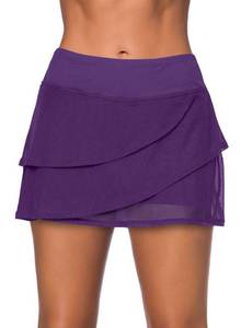 lot 2724 image: Aleumdr Womens Swimdress Ruffle Swim Skirt Bikini Bottom High Waist Built-in Swim Bottoms Purple Large