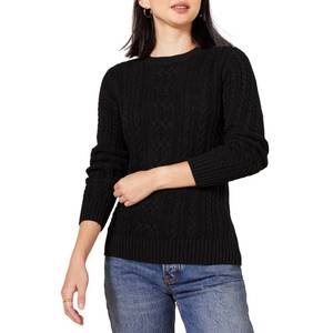 lot 2726 image: Amazon Essentials Womens Soft Fisherman Cable Knit Long-Sleeve Crewneck Sweater Black, X-Small