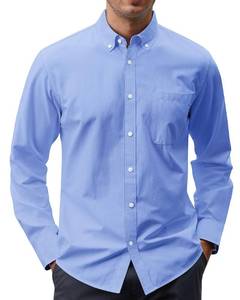 lot 2727 image: J.VER Mens Pinpoint Oxford Dress Shirts Long Sleeve Button Down Collar Shirt with Pocket Blue 3X-Large - Retail $45