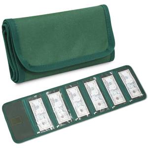 lot 2762 image: VOCHIC Money Pouch, Money Organizer for Cash with 6 Zippered Pockes, Cash Bill Organizer, Money Bag Small Travel Money Holder for Budgeting, Receipt and Tips(Green)