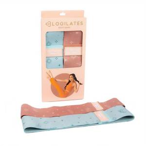lot 2777 image: Blogilates Booty Resistance Bands 2pk - Peach OrangeBlue Elastic Medium & Light Flat Bands