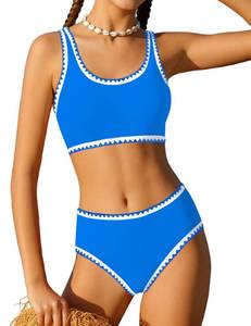lot 2864 image: WIQI Bathing Suit for Girls Size 10-12 Swimwear Cute Sport Color Contrast Trim Bikini Set Girls Swimsuit Teen Two Piece Swimsuits