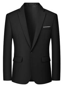 lot 2888 image: MAGE MALE Mens One Button Blazer Casual Solid Color Suit Jacket Slim Fit Lightweight Sport Coats Blazers Black medium