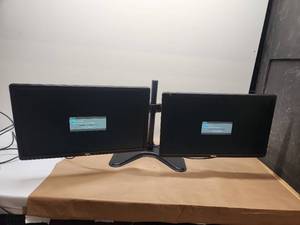lot 40 image: Dell E2214H Dual Monitor Setup with Stand