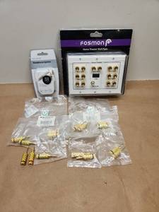 lot 52 image: Home Theater Audio Equipment Bundle with Wall Plate and Connectors
