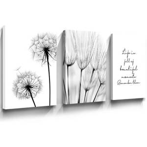 lot 8114 image: PUYIQARE Black And White Sketch Prints Art,Dandelion Canvas Art Print,Nordic Dandelion Canvas Art Wall Decor For Bedroom Decoration Wrapped Canvas - Retail $32