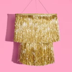 lot 8128 image: xo, Fetti Gold Fringe Tinsel Chandelier  16  Bachelorette Party Decorations, Birthday Photo Booth Supplies, New Years Eve Decor, HBD - Retail $24