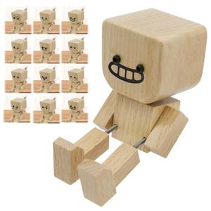 lot 8129 image: CANIPHA Rocking Shaking feet Wooden Doll Car Ornaments, Handmade Wobbly Wooden Smile Cozy Car Scent Accessory with 12PCS Magnetic Expressions Personalized Desktop Decoration - Retail $6