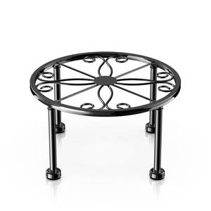 lot 8139 image: Gskeco Garden Gifts Plant Lovers Gifts Black Metal Plant Stand with Anti-Slip Base Rustproof Heavy Duty Decorative Round Flower Stand Display Shelf for IndoorOutdoor - Retail $13