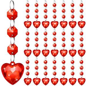 lot 8152 image: Briwooody Red Heart Ornament Chandelier Decoration Acrylic Hanging Crystal Decoration Heart Crystal Suncatcher for Hallway Wedding Window Tree - Retail $15
