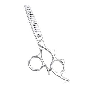 lot 8163 image: Moontay 6.0 Hair Cutting Shears with Large Finger Holes, Professional Barber Stylist Texturizing Shears, Salon Hair Cutting Scissors, 440C Japanese Stainless Steel, Silver - Retail $30