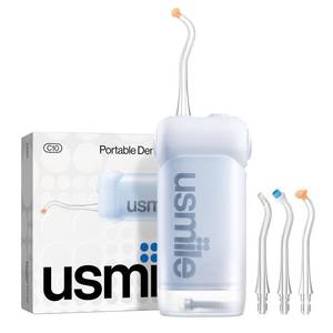 lot 8168 image: usmile C10 Portable Water Flosser Travel-Friendly, 95-Day Battery, 4 Modes, 360° Nozzle, 180ml Tank, IPX7 Waterproof, Dentist-Recommended for Braces, Implants &amp Sensitive Gums (Blue) - Retail $60