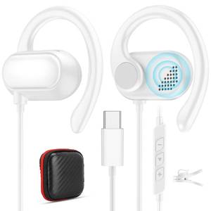 lot 8189 image: USB Type C Headphone Open Ear Adjustable Over Ear Hook Headset Corded Earphone Laptop Wired Earbuds for iPhone 17 Pro Max 16 16e 15Samsung A17 A16 S25 S24 S23 for iPad A16Pixel 10 9a - Retail $19