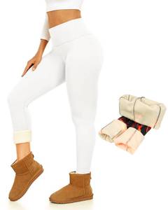 lot 8196 image: Thermal Thick Fleece Lined Leggings -High Waisted Warm Winter Yoga Pants for Women Running Workout Leggings D-White