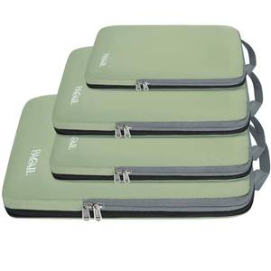 lot 8198 image: BAGAIL 4 Set6 Set8 Set Compression Packing Cubes Travel Accessories Expandable Packing Organizers (Cloth Pattern, 4-Matcha Green) - Retail $28