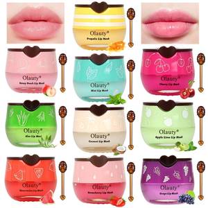 lot 8213 image: 10Pcs Bee Lip Balm Honey Pot, Strawberry, Watermelon, Apple Lime, Cherry, Mint, Aloe Vera, Grapes, Coconut, Peach, Honey Lip Balm Bulk, Moisturizing Lip Mask Skincare, Mothers Day Gifts - Retail $19