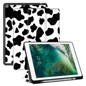 lot 8217 image: Deokke Compatible with iPad 10.2 inch Case,9th 8th 7th Generation Case(202120202019) with Pencil Holder and Soft TPU Back,Auto SleepWake Cover-Black White Cow Pattern Western - Retail $18
