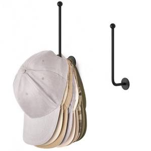 lot 8223 image: Dahey 2 Pcs Hat Organizer Modern Metal Baseball Caps Holder Rack Wall Mount 7.9 Inches Space Saving L Shaped Hook Storage for Closet Bedroom Living Room, Black
