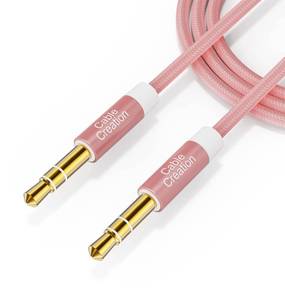 lot 8229 image: CableCreation 3.5mm Audio Cable (1.5FT0.45m), 3.5mm Male to Male Auxiliary Stereo Cable for Car Stereos, Headphones, Tablets, iPhone, Surface Dock, Priva III & More, Speaker, Laptops, Pink - Retail $6