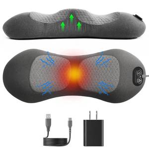 lot 8243 image: Triple Fusion Back Massager with Stretching, Vibration and Heat, 3-in-1 Electric Lumbar Pillow for Lower Back Tension Relief, Deep Tissue Relaxation Massage for Home, Office, Bed, Sofa, and Car Use - Retail $80