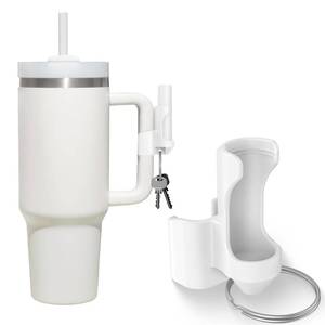 lot 8253 image: K TOMOTO Chapstick Keychain Holder - 2 in 1 Holder, Lip Balm Attachment for Stanley 40oz Tumbler Cup, white - Retail $8