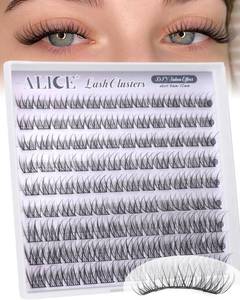 lot 8258 image: ALICE Natural Short Lash Clusters Wispy 8-12mm Cluster Eyelash Extensions Individual Lashes C-Curly DIY Lash Extensions Soft Thin Band Eyelash Clusters - Retail $9