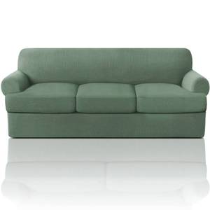 lot 8269 image: PrinceDeco T Cushion Sofa Slipcover 4 Pieces Sofa Covers for T Cushion Couch Soft Couch Cover (70-88) Sofa Slip Cover Furniture Covers with 3 Individual T Shape Seat Covers Washable, Loden Frost - Retail $56