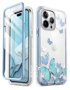 lot 8273 image: i-Blason Cosmo Series for iPhone 14 Pro Max Case 6.7 inch (2022), Slim Full-Body Stylish Protective Case with Built-in Screen Protector (Bluefly). Screen Protector broken - Retail $24