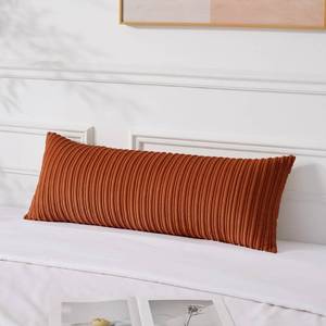 lot 8279 image: UGASA Fall 14x36 Inch Pillow Cover Pack of 1 Soft Boho Stripe Corduroy Large Long Rectangle Lumbar Cushion Case Farmhouse Decorative Throw Pilowcase for Bed, Couch, Sofa, Bedroom, Burnt Orange - Retail $19