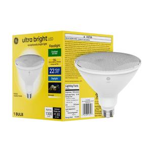 lot 8281 image: GE Ultra Bright LED Light Bulb, 120 Watt, PAR38 Outdoor Floodlight, Daylight (1 Pack) - Retail $21