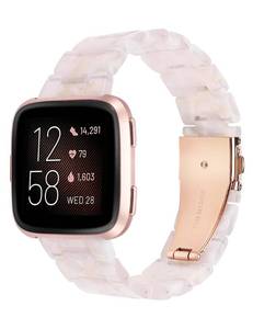 lot 8283 image: Wearlizer Resin Band Compatible with Fitbit VersaVersa 2 Versa LiteVersa SE Bands for Women Men Lightweight Bracelet Replacement Wristband Strap for Versa 2 Smartwatch, Pink Flower - Retail $18