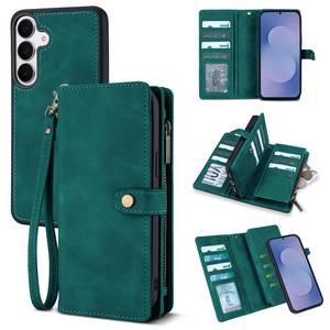 lot 8305 image: TwoHead Wallet Case Compatible with Samsung Galaxy S25 FE,Detachable Magnetic Phone Case,PU Leather All-Round Protective Cover Wallet,with Card HolderChange Pocket(6.7 in,Green) - Retail $27