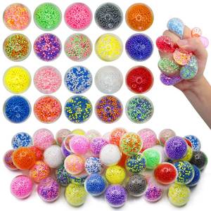 lot 8312 image: 30 Pack Round Squishy Balls - Bulk Stress Balls for Anxiety & Kids, Filled with Foam Particles  Squishy Squeeze Toys for Stress Relief, Sticky Balls for Ceiling, Fidgets for Classroom - Retail $10