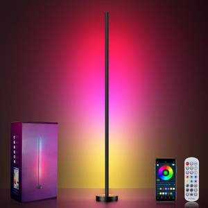 lot 8322 image: OIYN Smart RGBICW LED Corner Floor Lamp - 16 Million DIY Colors, 68 Scenes, Music Sync, App & Remote Control, Color-Changing Ambient Lighting for Living Rooms, Bedrooms, and Gaming Rooms - Retail $30