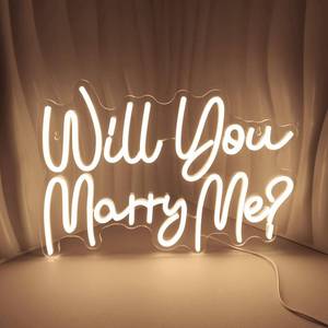 lot 8328 image: Will You Marry Me Neon Signs for Wall Decor Warm White LED Light Sign for Room Decor Light Up Sign for Birthday Party Wedding Decoration USB Powered (16.5 x 11.4 Inches) - Retail $43