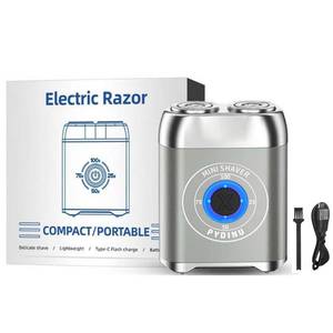 lot 8332 image: Mini Electric Shaver, Travel Portable Beard Trimmer for Men, Alloy Pocket Dual-Head Electric Shaver, IPX7 Waterproof Mini Razor, USB C Rechargeable (Silver) - Retail $18