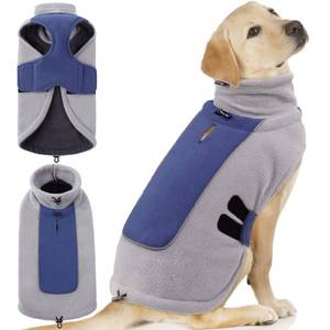 lot 8333 image: Queenmore Dog Sweaters for Large Dogs Fleece Vest Pullover Dog Jacket with Leash Hole Pet Winter Cold Weather Warm Coats for Large Dogs Pitbull Boy or Girl, Blue L - Retail $13