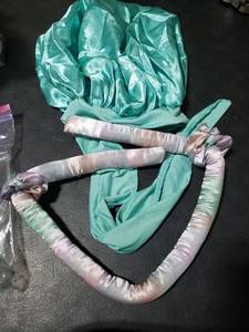 lot 8334 image: Seafoam Green Satin head cover with Ribbon Sash - Retail $25